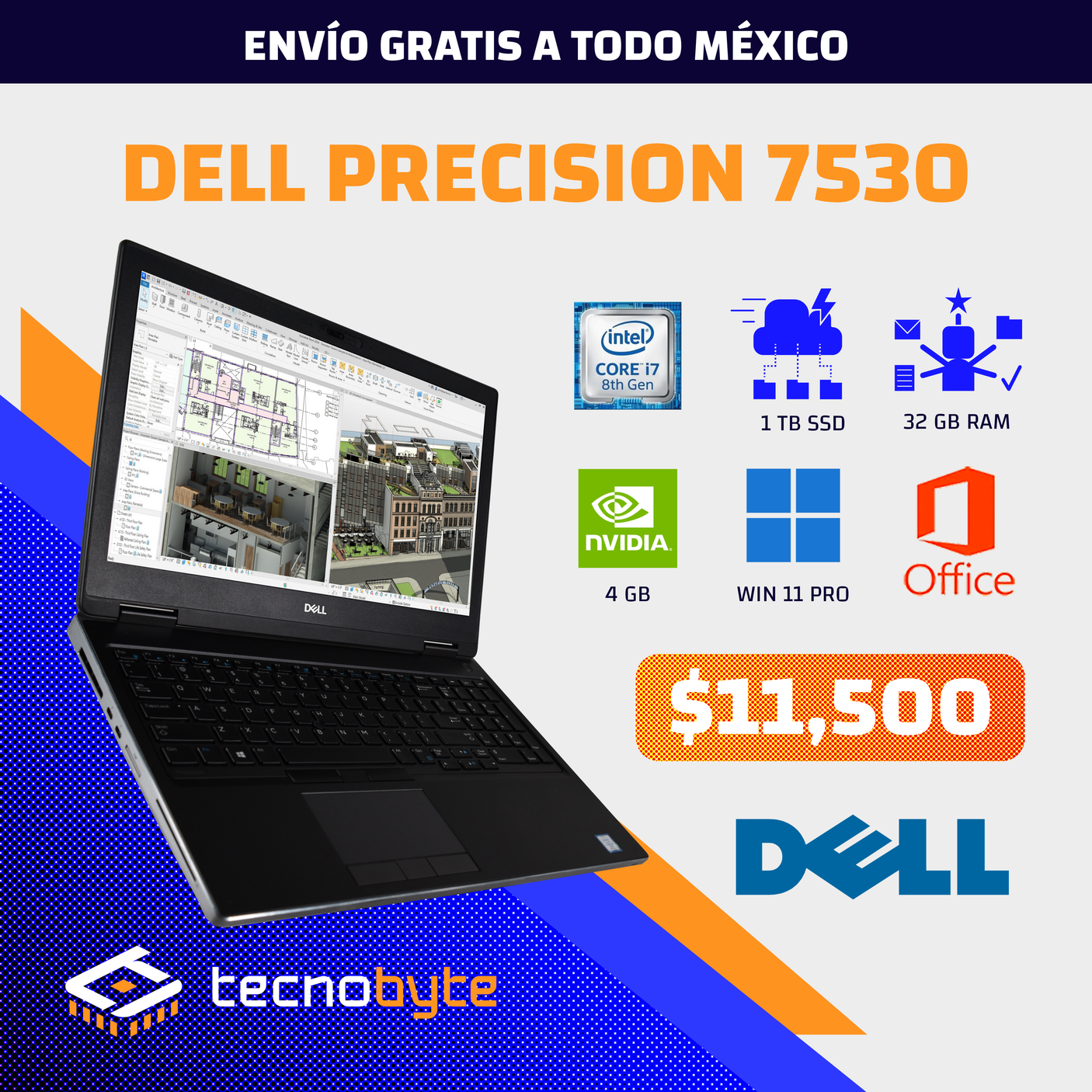 DELL PRECISION 7530 CORE i7 NVIDIA QUADRO 4GB