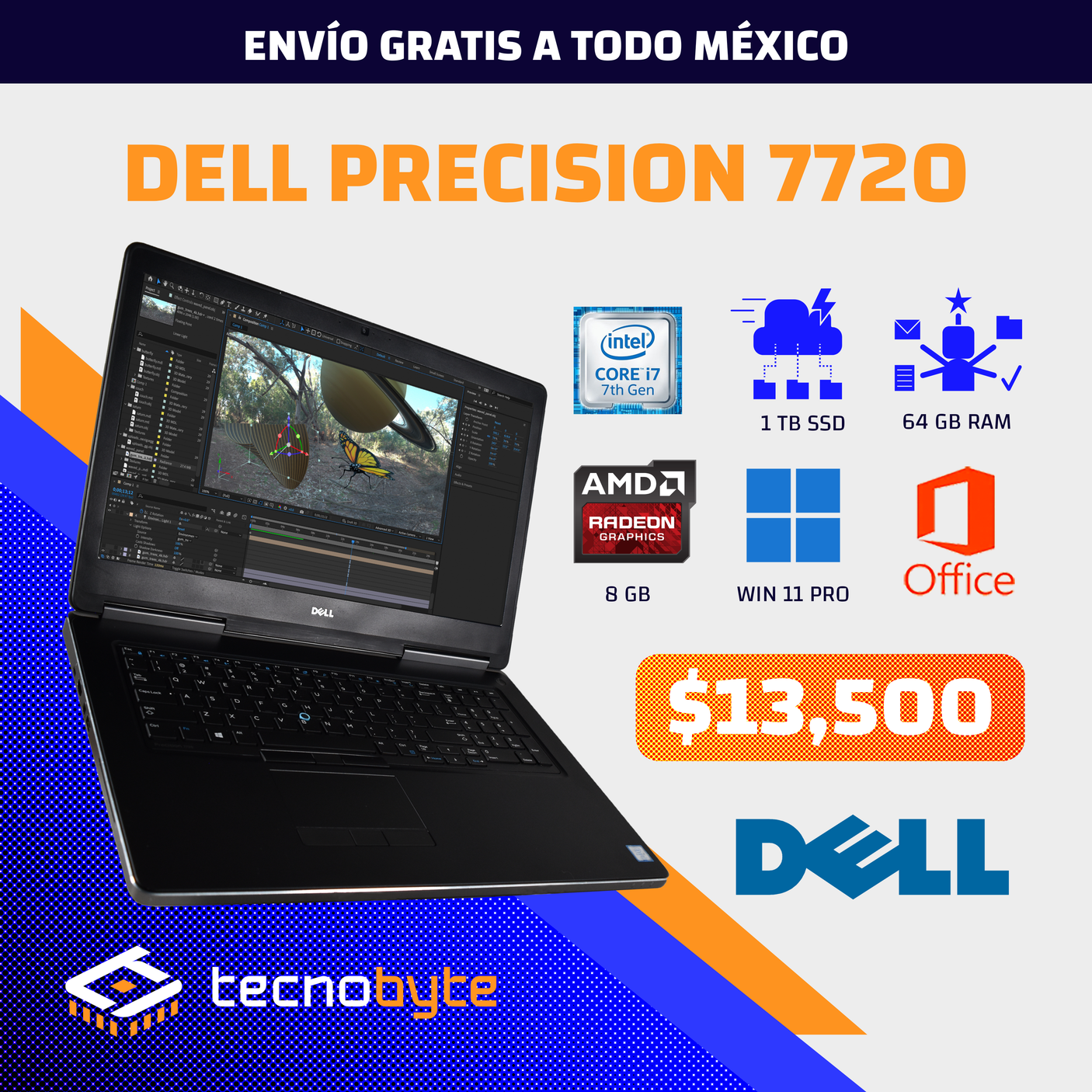DELL PRECISION 7720 CORE i7 7ma RADEON PRO WX 7100 8GB