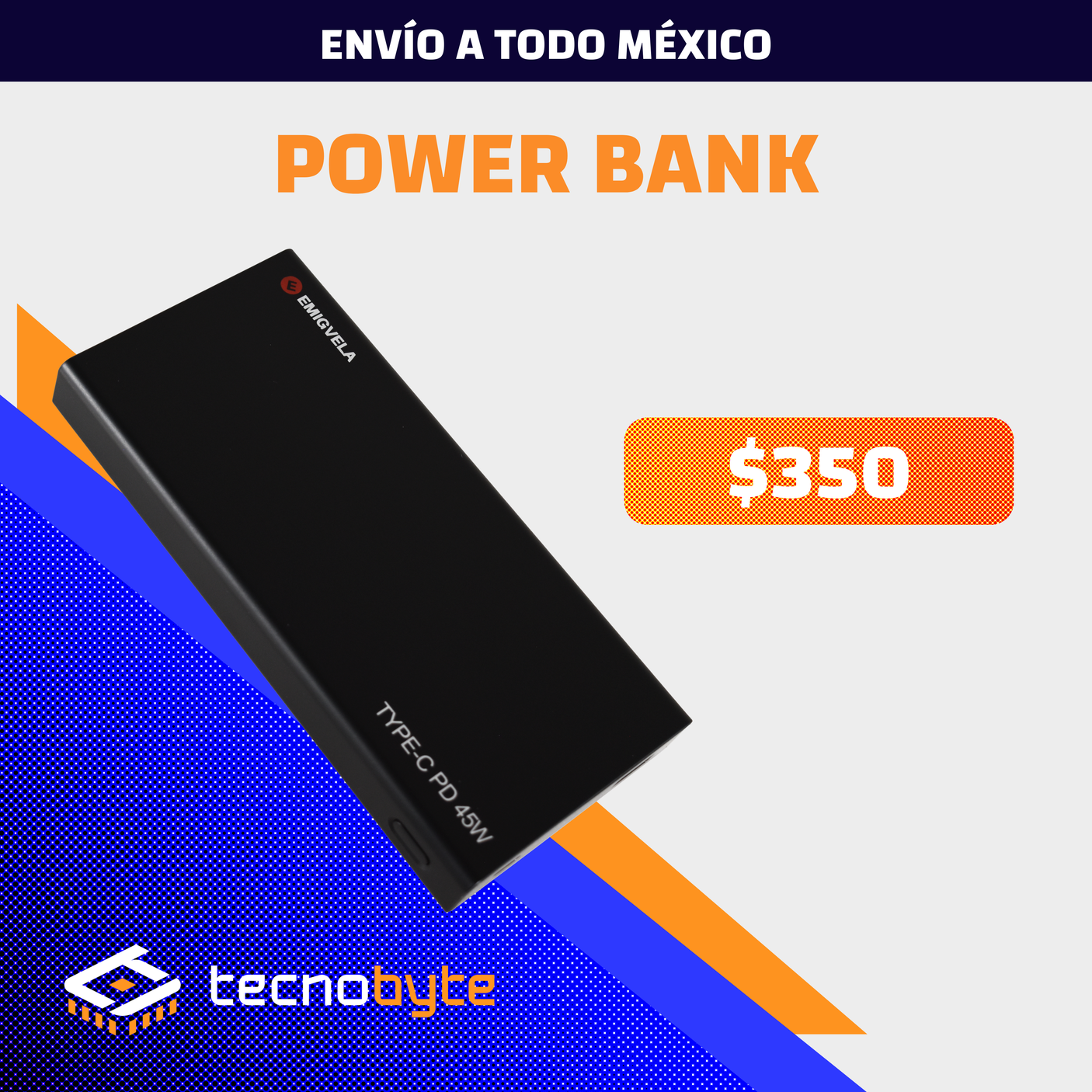 Batería Portátil Power Bank EMIGVELA 45W PD USB-C Carga Rápida