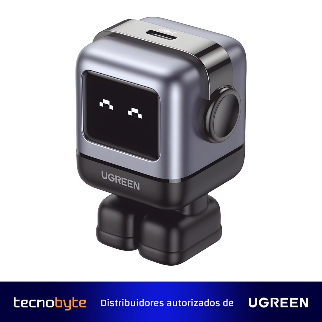 Cargador Ugreen Mini Robot 30W GaN Carga Rápida Pantalla LED