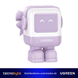 Cargador Ugreen Mini Robot Lila 30W GaN Carga Rápida Pantalla LED