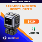 Cargador Ugreen Mini Robot 30W GaN Carga Rápida Pantalla LED