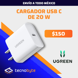 Cargador UGREEN 20W USB-C Blanco Carga Rápida PD