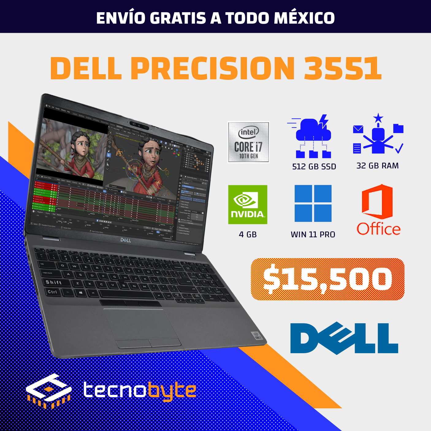 DELL PRECISION 3551 i7 NVIDIA QUADRO 4GB