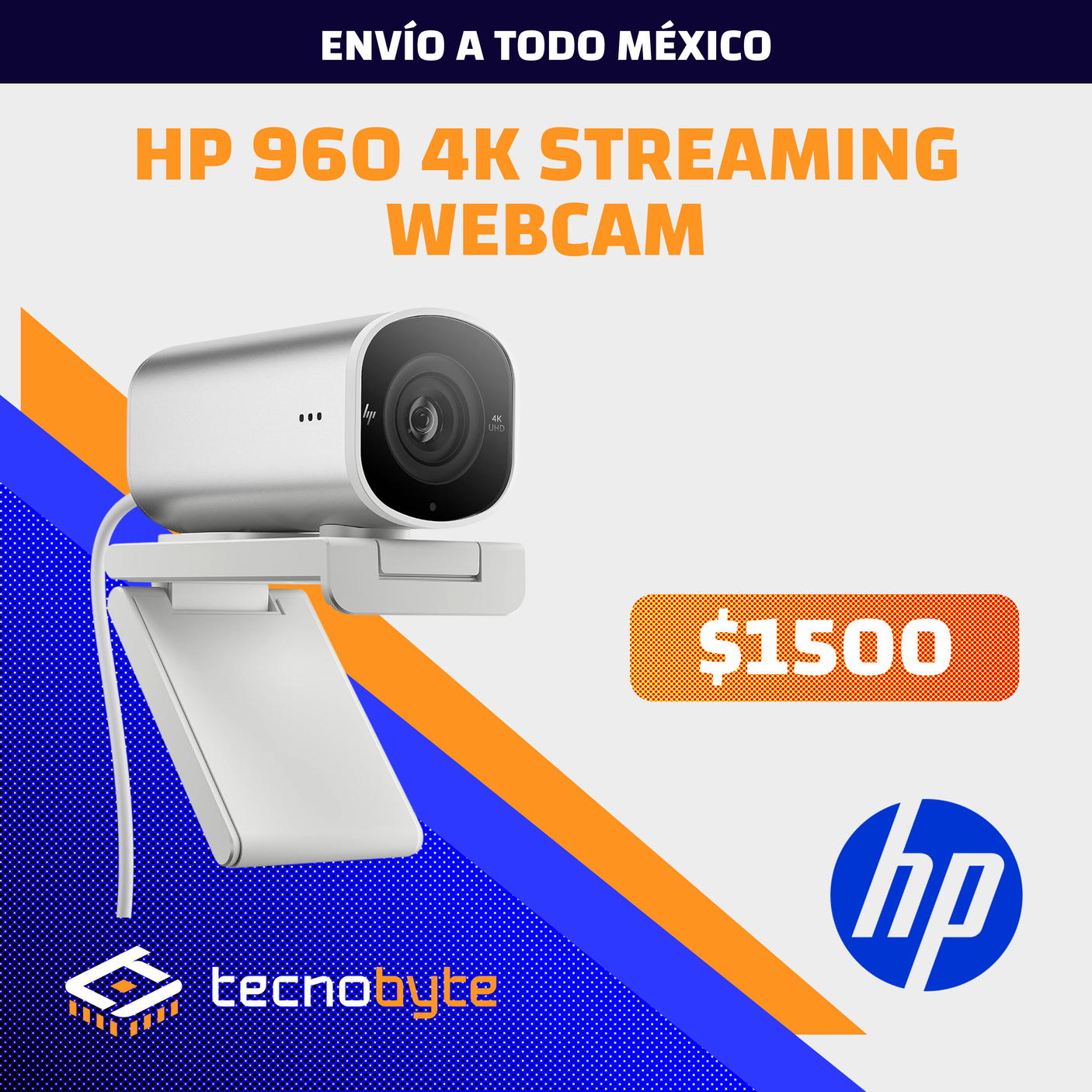 Cámara Web HP 960 4K Streaming con Micrófono y Encuadre IA