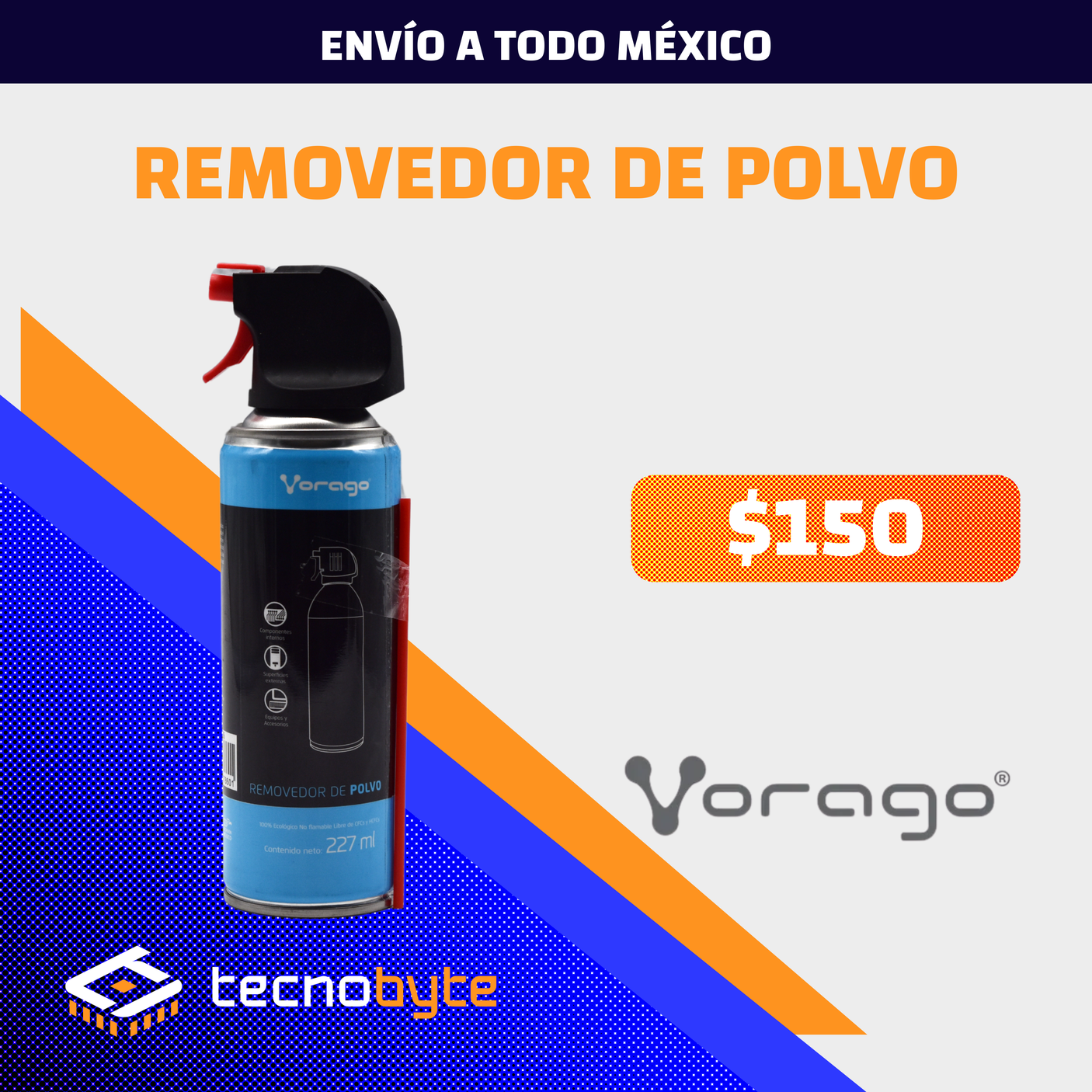 Aire Comprimido Vorago CLN-106 (227ml) – Removedor de Polvo Ecológico