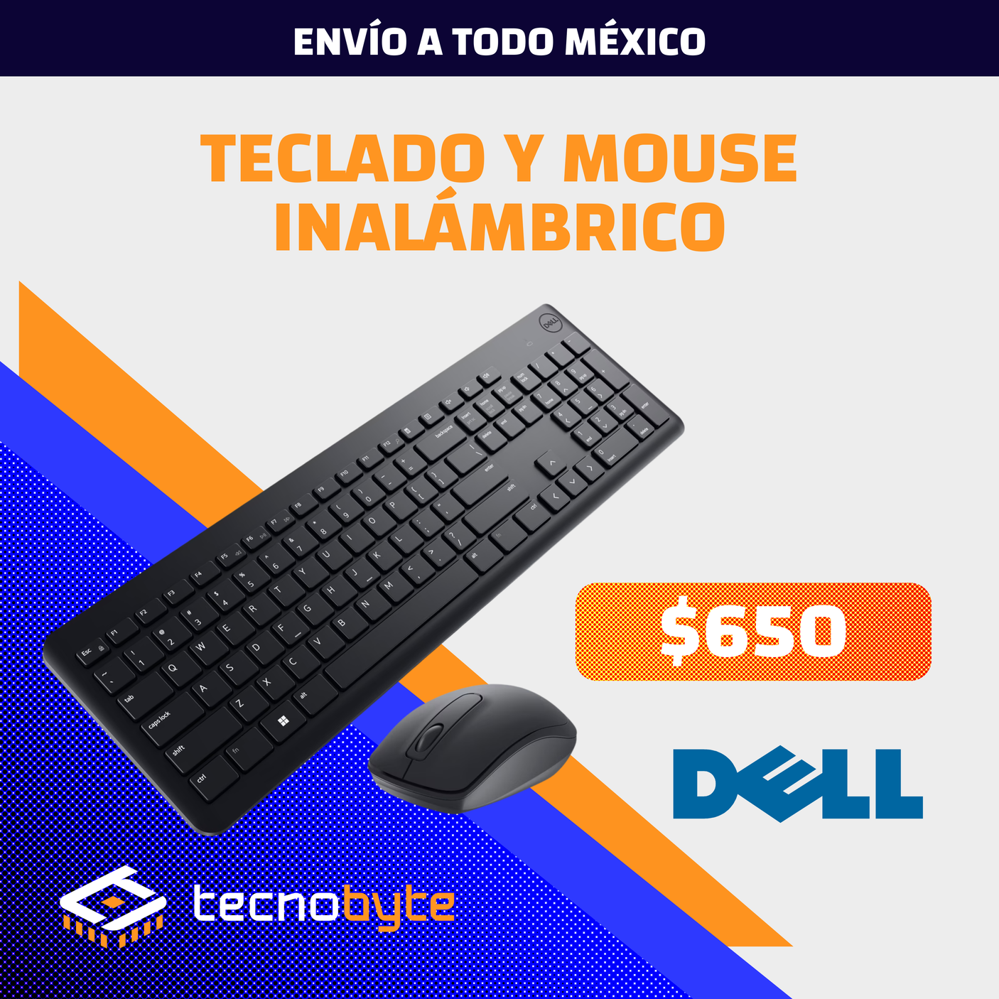 Kit de Teclado y Mouse Inalámbricos Dell KM3322W