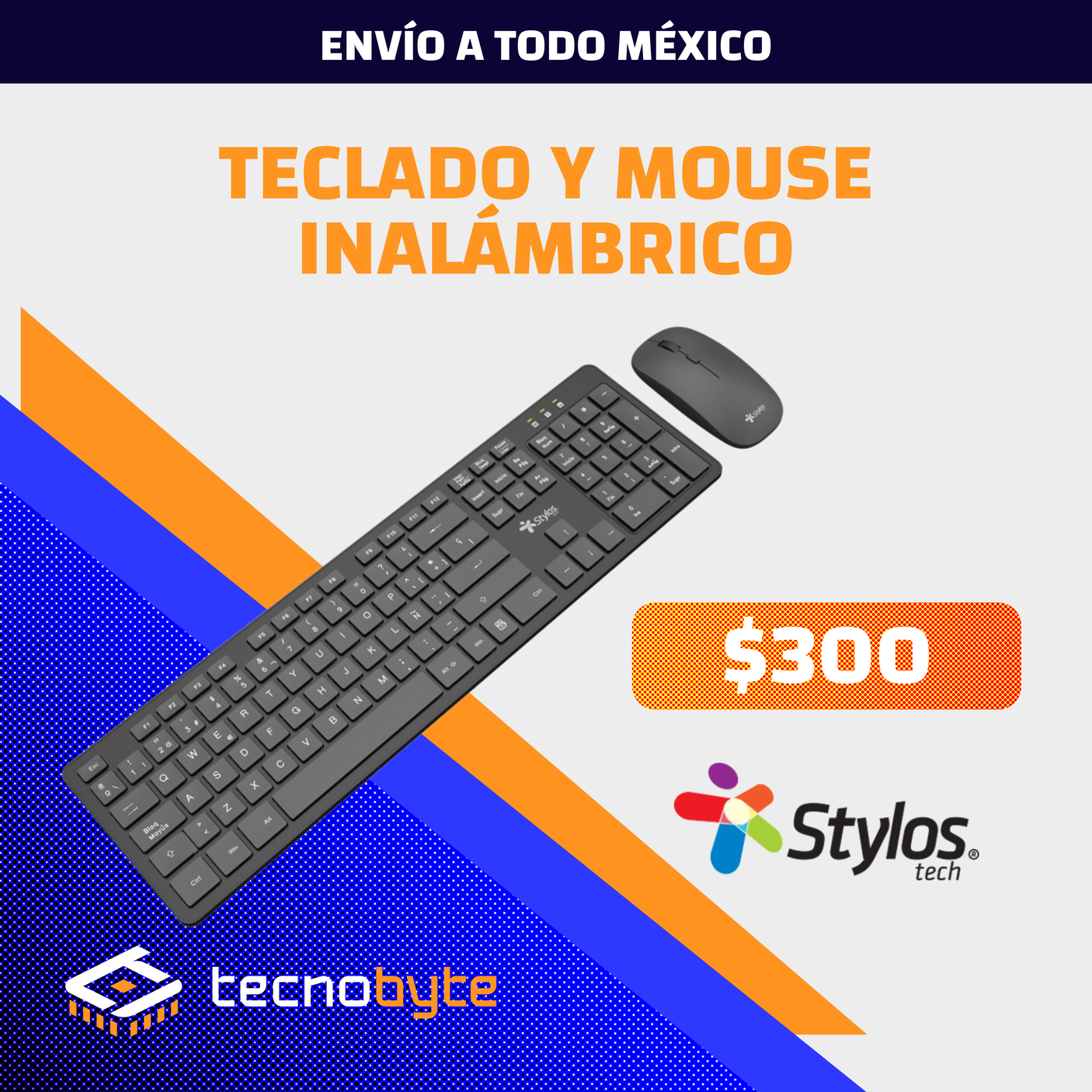 Kit Teclado y Mouse Inalámbrico Stylos SKM100 – Español/Negro